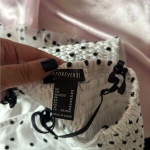 Forever 21 Black and White Polka Dot Smocked Top